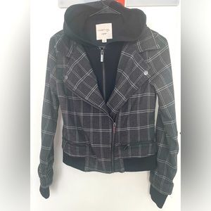 Habitual Girl Lyla Plaid French Terry Hoodie Zip Jacket Sz16
